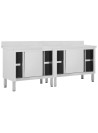 Work Tables with Sliding Doors 2pcs 200x50x(95-97)cm Stainless Steel