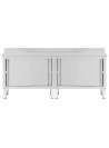 Work Tables with Sliding Doors 2pcs 200x50x(95-97)cm Stainless Steel