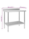 Kitchen Work Table with Backsplash 100x60x93 cm Stainless Steel