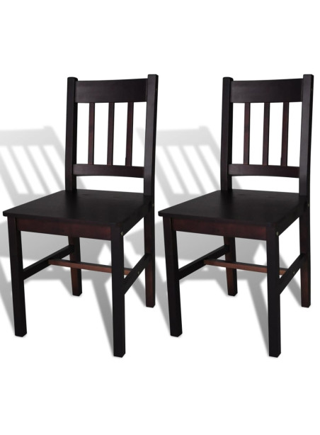 Dining Chairs 2 pcs Dark Brown Pinewood
