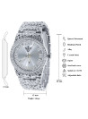 Silver Dial Men Custom Nugget Watch Bracelet Set Simulated Diamond Analog 43mm - FLAMBOYANT ULTRA BLING WATCH SET