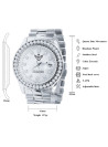STEALTH STEEL WATCH | - Silver Tone Finish Stainless Steel Simulated Diamond 40mm Mens Watch W/Date