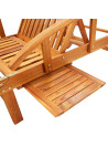 Sun Loungers 2 pcs with Table and Cushions Solid Acacia Wood