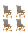 Garden Reclining Chairs 4 pcs with Cushions Solid Acacia Wood