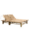 2-Person Sun Lounger with Cushions Bamboo