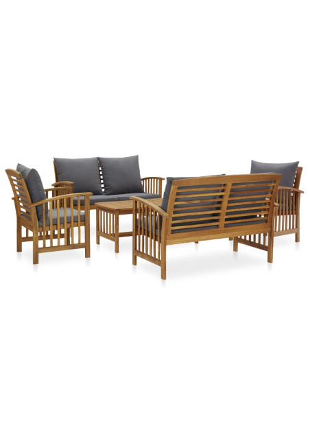 5 Piece Garden Lounge Set with Cushions Solid Acacia Wood