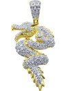 14k Yellow Gold Over Real Sterling Silver Good Luck Dragon Diamond Pendant