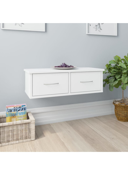 Wall-mounted Drawer Shelf White 60x26x18.5 cm Engineered Wood