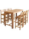 Bar Table and Chair Set 7 Pieces Solid Acacia Wood