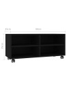 TV Cabinet with Castors Black 90x35x35 cm Engineered Wood