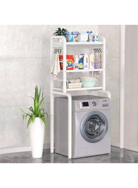 Foldable Three-Tier Washing Machine Storage Rack, foldable for organization and space saving purposes