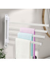 Towel Racks for Bathroom, Swivel Self-Adhesive Towel Rack Wall Mounted, 4 Bar Bathroom Towel Hanger- WHITE