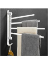 Towel Racks for Bathroom, Swivel Self-Adhesive Towel Rack Wall Mounted, 4 Bar Bathroom Towel Hanger- WHITE