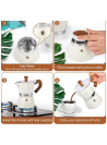 Espresso Maker, Mocha Pot, Multifunction Aluminum Stove Top, Espresso Machine, Easy to Use and Quick to Clean - White