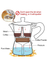 Espresso Maker, Mocha Pot, Multifunction Aluminum Stove Top, Espresso Machine, Easy to Use and Quick to Clean - Black