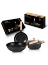 3PCS Cookware Set Wok Frying Pan Saucepan with Lid Pots Pans Set Maifan Stone Nonstick Egg Pan Cooking Tools