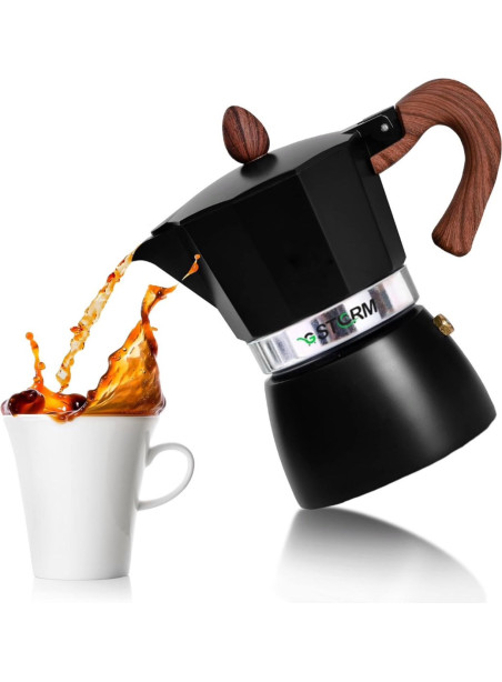 Espresso Maker, Mocha Pot, Multifunction Aluminum Stove Top, Espresso Machine, Easy to Use and Quick to Clean - Black