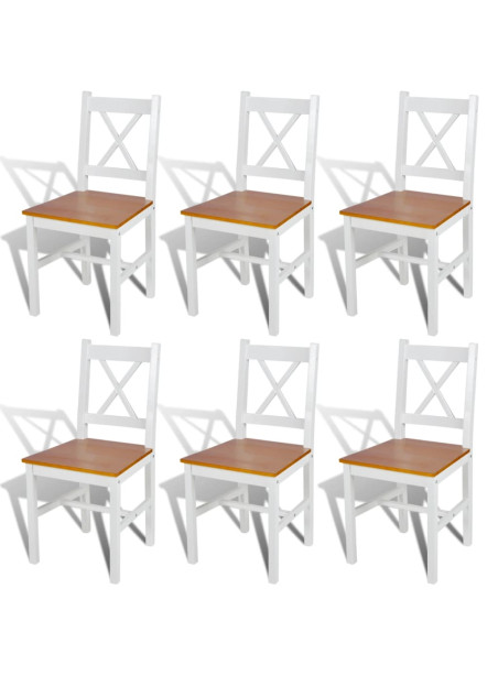 Dining Chairs 6 pcs White Pinewood