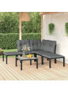 6 Piece Garden Lounge Set Black and Grey Poly Rattan