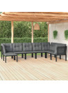 8 Piece Garden Lounge Set Black and Grey Poly Rattan