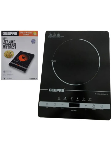 Geepas - 2000W Digital Infrared Cooker - Portable Fast  Precise Cooking With Touch Control, LED Display (GIC33013 )