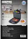 Geepas - 750W Grill Maker, Non-Stick Plates Stainless Steel Press, Sandwich Toaster, 2 Slice Capacity