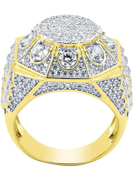 Botanic Oval 14K Yellow Gold Plated Silver Ring With CZ Stones