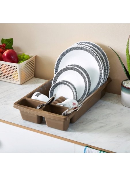 Dish Drainer - Countertop Plastic Dish Drainer Compact Tableware, Utensil Caddy