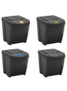 Stackable Garbage Bin Boxes 4 pcs Grey 100 L Polypropylene