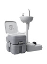 Portable Camping Toilet and Handwash Stand Set Grey