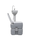 Portable Camping Toilet and Handwash Stand Set Grey