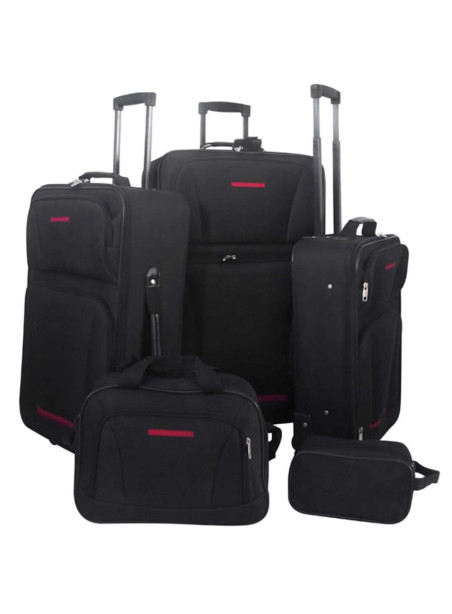 Five Piece Travel Luggage Set Black