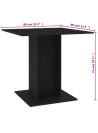Dining Table Black 80x80x75 cm Engineered Wood