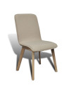 Oak Indoor Fabric Dining Chair Set 4 pcs Beige
