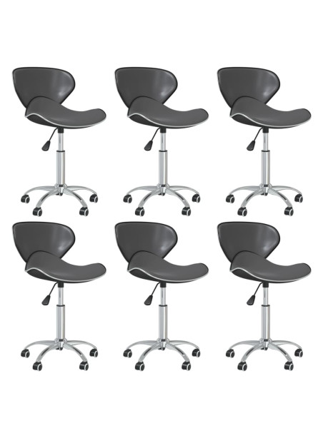 Swivel Dining Chairs 6 pcs Grey Faux Leather