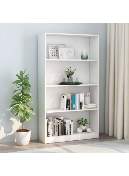 4-Tier Book Cabinet White 80x24x142 cm Engineered Wood