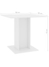 Dining Table White 80x80x75 cm Engineered Wood