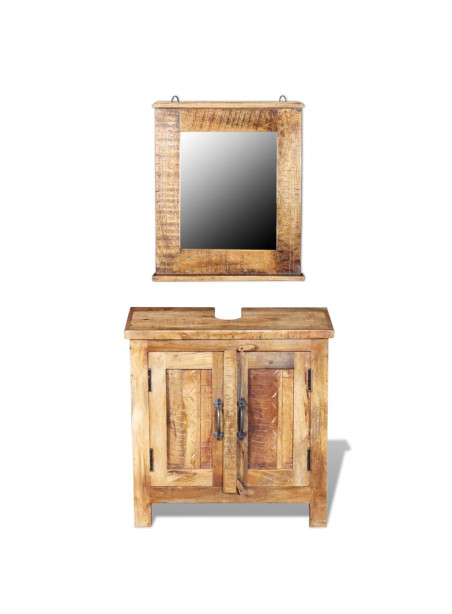 Bathroom Vanity Cabinet with Mirror Solid Mango Wood