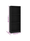 3-Tier Book Cabinet Black 40x24x108 cm Engineered Wood