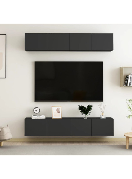 TV Cabinets 4 pcs Black 80x30x30 cm Engineered Wood