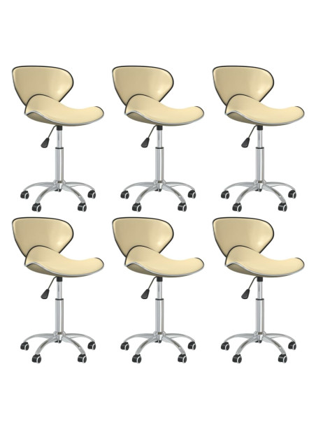 Swivel Dining Chairs 6 pcs Cream Faux Leather