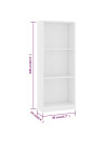 3-Tier Book Cabinet White 40x24x108 cm Engineered Wood