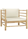 Garden Sofa with Cream White Cushions Bamboo