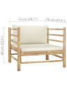 Garden Sofa with Cream White Cushions Bamboo