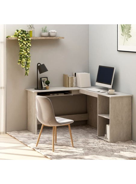L-Shaped Corner Desk Concrete Grey 120x140x75 cm Engineered Wood