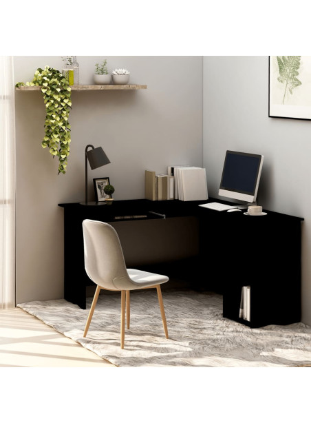 L-Shaped Corner Desk Black 120x140x75 cm Engineered Wood