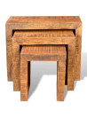 Nesting Table Set 3 Pieces Solid Mango Wood