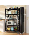 Foldable 5-Tier Heavy Duty Wide Shelving Unit with Wheels, Storage Rack,Foldable Large Capacity