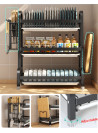 Dish Rack, Anti-Rust Drainer Shelf with Drip Tray, 3-Tier Tableware Organizer Stand