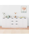 3 Piece Sideboards White Engineered Wood